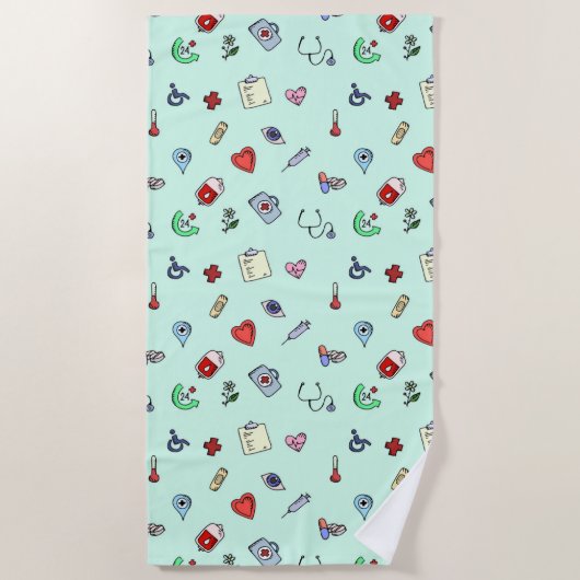 Serviette De Plage Motif d'icône Médicale (Devant)