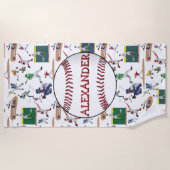 Serviette De Plage Motif d'illustrations des joueurs de baseball pers (Devant)