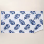 Serviette De Plage Motif d'images de palme d'aquarelle Indigo (Devant)
