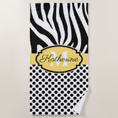 Serviette De Plage Motif d'impression et de points Zebra (Devant)