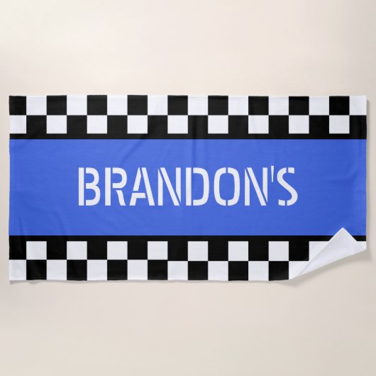Serviette De Plage Motif d'indicateur blanc noir Cool personnalisé en (Devant)