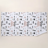 Serviette De Plage Motif Dinosaur avec nom personnalisé (Devant)