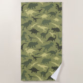 Serviette De Plage Motif Dinosaure, Silhouette Dinosaure, Dino Vert (Devant)