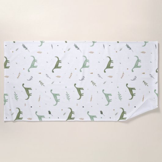 Serviette De Plage Motif Dinosaure Vert (Devant)