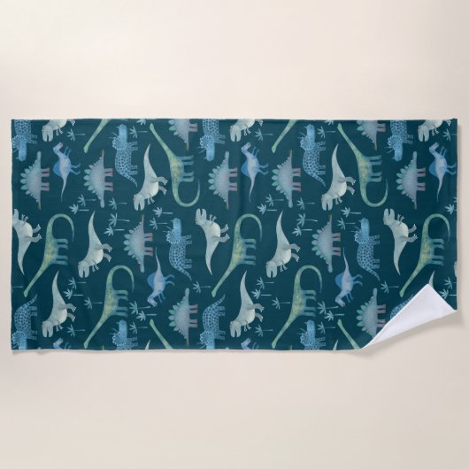Serviette De Plage Motif Dinosaure vert foncé (Devant)