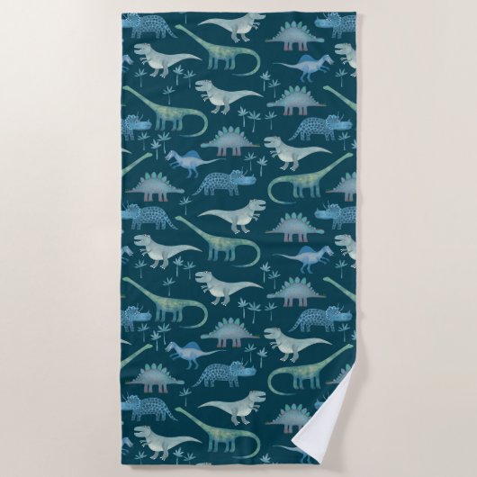 Serviette De Plage Motif Dinosaure vert foncé (Devant)