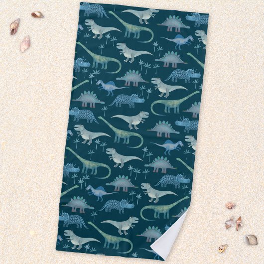 Serviette De Plage Motif Dinosaure vert foncé