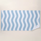Serviette De Plage Motif d'onde côtière bleu et blanc (Devant)