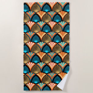 Serviette De Plage Motif d'or feuille en palmier géométrique Art Déco