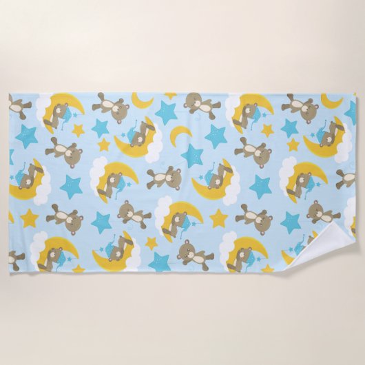 Serviette De Plage Motif D'Ours, Mignonnes Ours, Nounours, Étoiles (Devant)