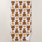Serviette De Plage Motif D'Ours, Ours Mignons, Automne, Citrouille (Devant)