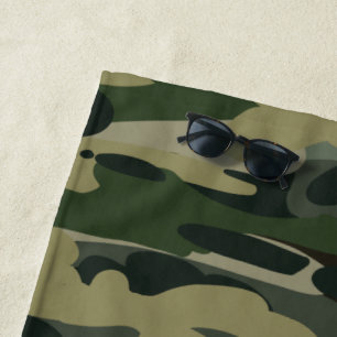 Serviette De Plage Motif du camouflage militaire vert