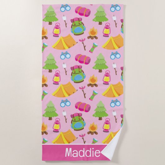 Serviette De Plage Motif du camp d'été (Devant)