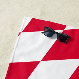 Serviette De Plage Motif du drapeau diamant de Bavière rouge et blanc