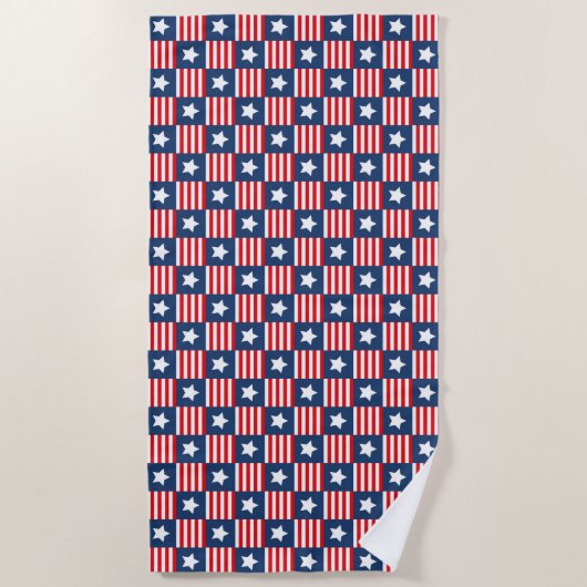 Serviette De Plage Motif du drapeau patriotique rouge, blanc et bleu  (Devant)