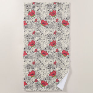 Serviette De Plage Motif du jardin de fleurs de pavot