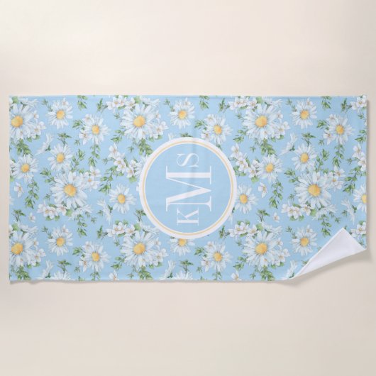Serviette De Plage Motif du jardin fleuri Pastel Daisy (Devant)