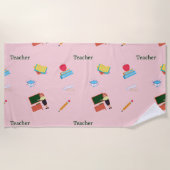 Serviette De Plage Motif du poste d'enseignant en rose (Devant)