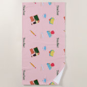 Serviette De Plage Motif du poste d'enseignant en rose (Devant)