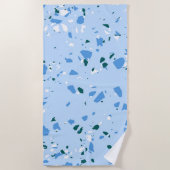 Serviette De Plage Motif du Terrazzo Bleu (Devant)