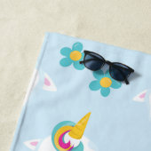 Serviette De Plage Motif D'Unicornes, De Bonnes Unicornes, Votre Nom (En situation)