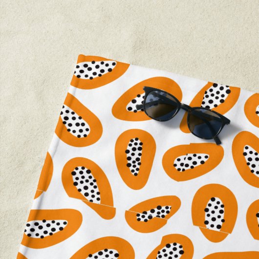 Serviette De Plage Motif élégant papaye Monogramme (En situation)