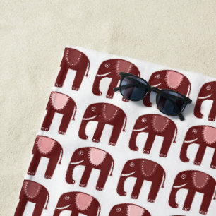 Serviette De Plage Motif éléphant rose