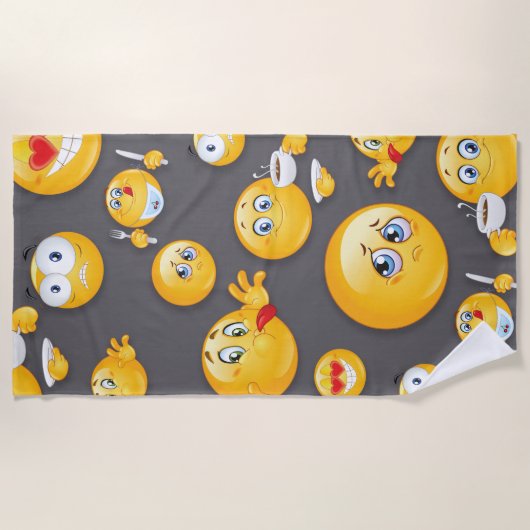Serviette De Plage Motif Emoji 2 (Devant)