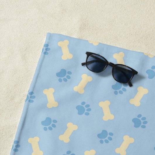 Serviette De Plage Motif Empreinte de patte bleu (En situation)