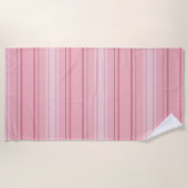 Serviette De Plage Motif en bande rose moderne chic (Devant)