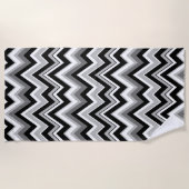 Serviette De Plage Motif en chevron noir blanc et gris (Devant)