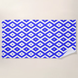 Serviette De Plage Motif en diamant bleu et blanc