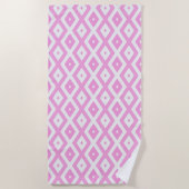 Serviette De Plage Motif en diamant rose et blanc (Devant)