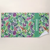 Serviette de plage Motif en feuille de palme tropi (Devant)