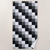 Serviette De Plage Motif en mosaïque gris monochrome coché Pixel (Devant)