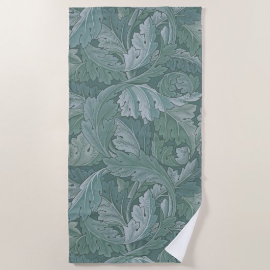 Serviette De Plage Motif feuille d'acanthe bleu sarcelle de William M (Devant)
