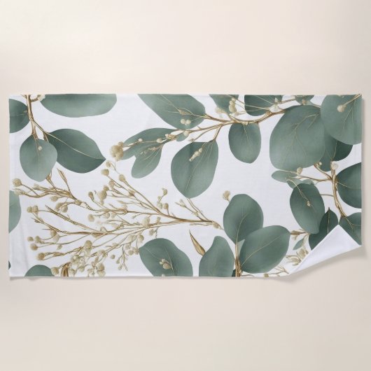 Serviette De Plage Motif Feuille de l'Eucalyptus (Devant)