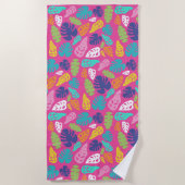 Serviette De Plage Motif Feuille d'été de couleur vive (Devant)