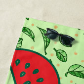 Serviette De Plage Motif feuille et pastèques (En situation)