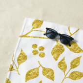 Serviette De Plage Motif feuille parties scintillant or (En situation)