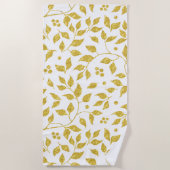 Serviette De Plage Motif feuille parties scintillant or (Devant)