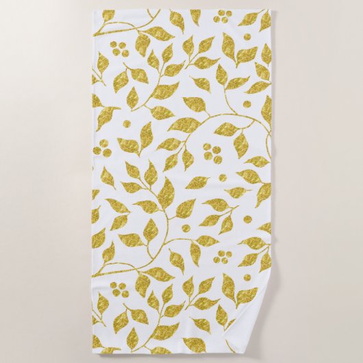 Serviette De Plage Motif feuille parties scintillant or (Devant)