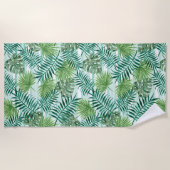 Serviette De Plage Motif Feuille Retro Tropical Green Palm (Devant)
