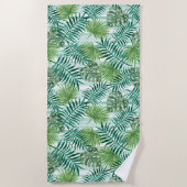 Serviette De Plage Motif Feuille Retro Tropical Green Palm (Devant)