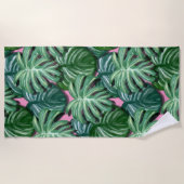 Serviette De Plage Motif Feuille tropical - Liège vert (Devant)