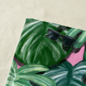 Serviette De Plage Motif Feuille tropical - Liège vert (En situation)