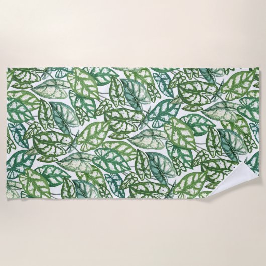 Serviette De Plage Motif Feuille vert tropical (Devant)