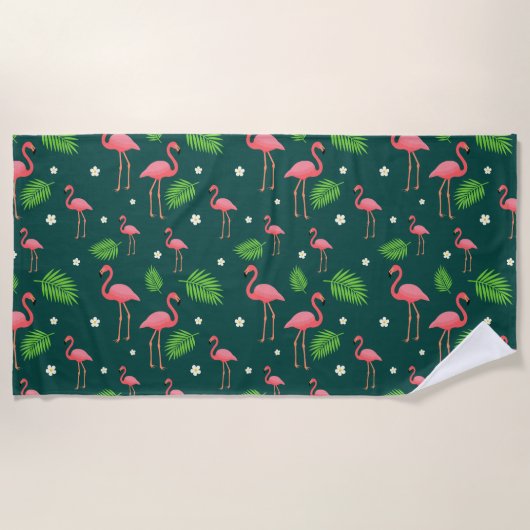 Serviette De Plage Motif Flamant Tropical (Devant)