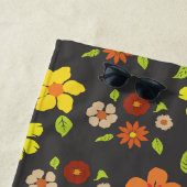 Serviette De Plage Motif Fleur Retro Boho Personnalisé (En situation)