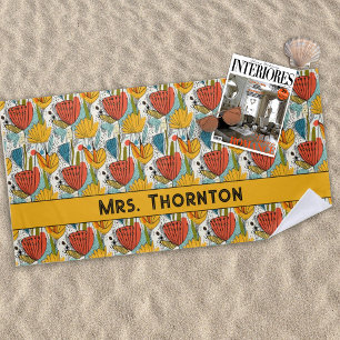 Serviette De Plage Motif Fleur Rouge et Or personnalisé